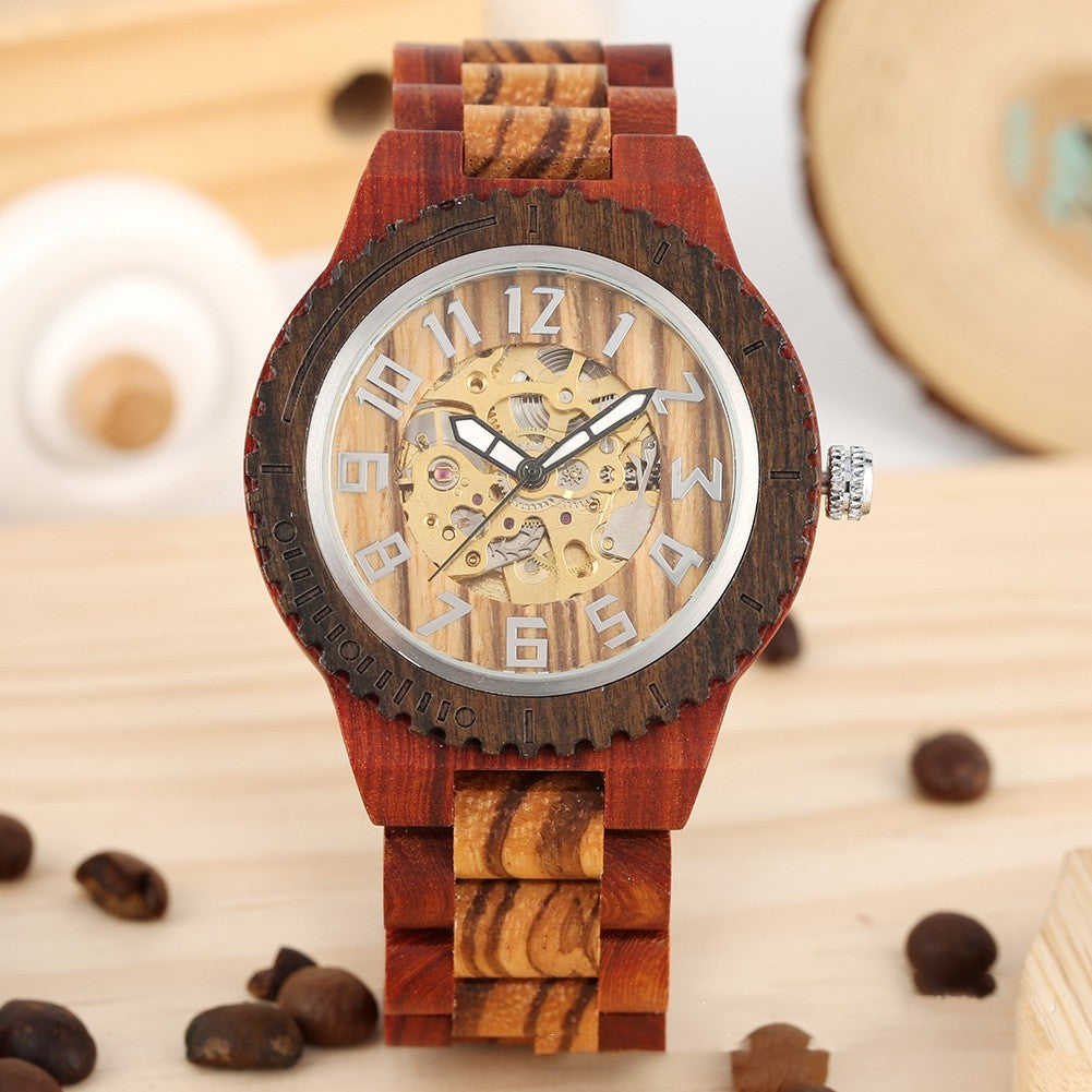 Montre mécanique automatique en bois de bambou avec cadran Creative Gear - LUXARAH