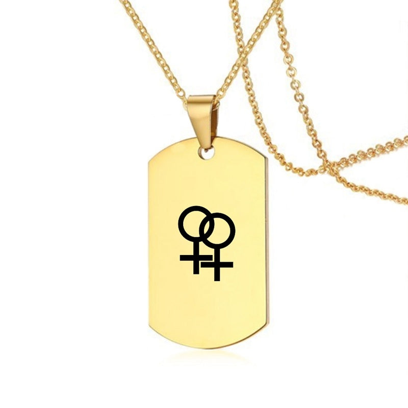 Collier en acier inoxydable avec inscription LGBT, symbole de la fierté gay, lesbienne et transgenre, pour hommes et femmes