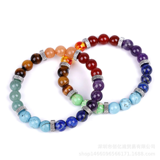 Bracelet de yoga énergétique en pierre naturelle colorée avec chakras - LUXARAH