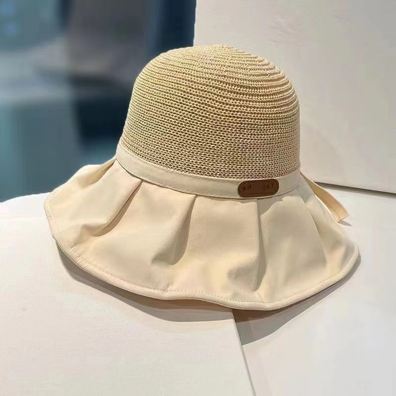 Chapeau de pêcheur en paille à large bord, protection solaire anti-UV et protection du visage, idéal pour l'extérieur