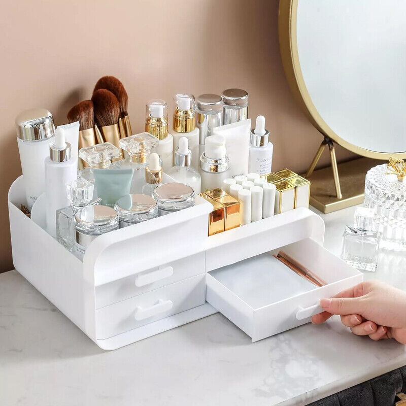 Coiffeuse de maquillage, grand support de maquillage, boîte de rangement bien rangée - LUXARAH