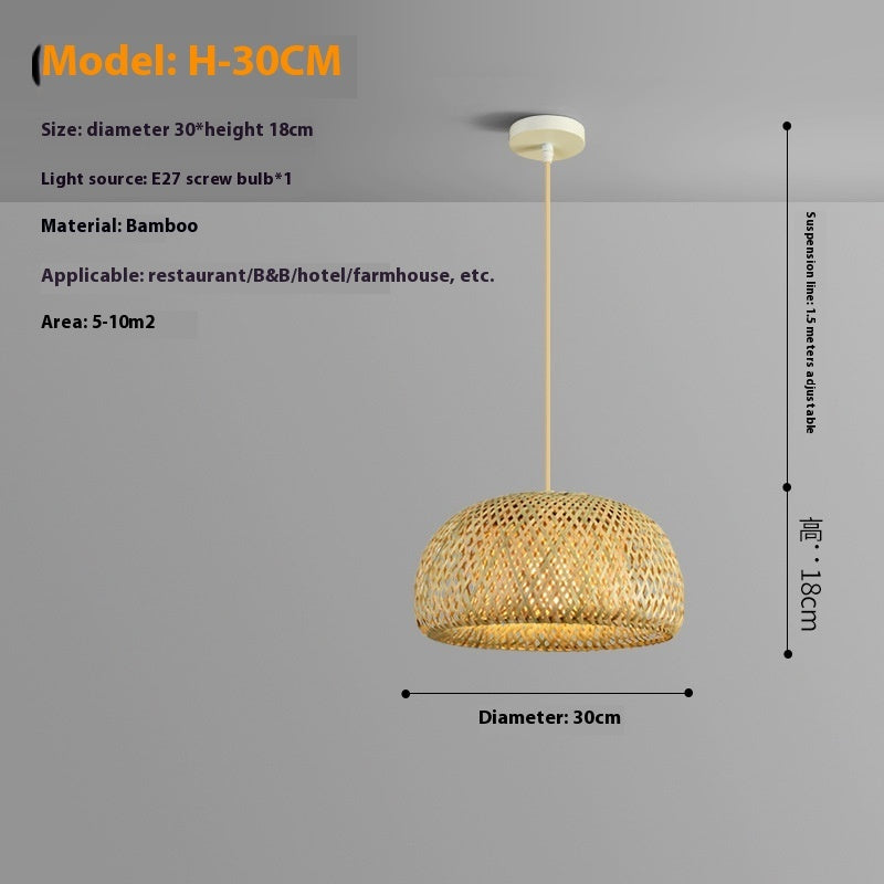 Lustre en rotin et bambou, chambre design chez l'habitant zen - LUXARAH
