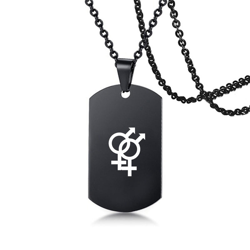 Collier en acier inoxydable avec inscription LGBT, symbole de la fierté gay, lesbienne et transgenre, pour hommes et femmes