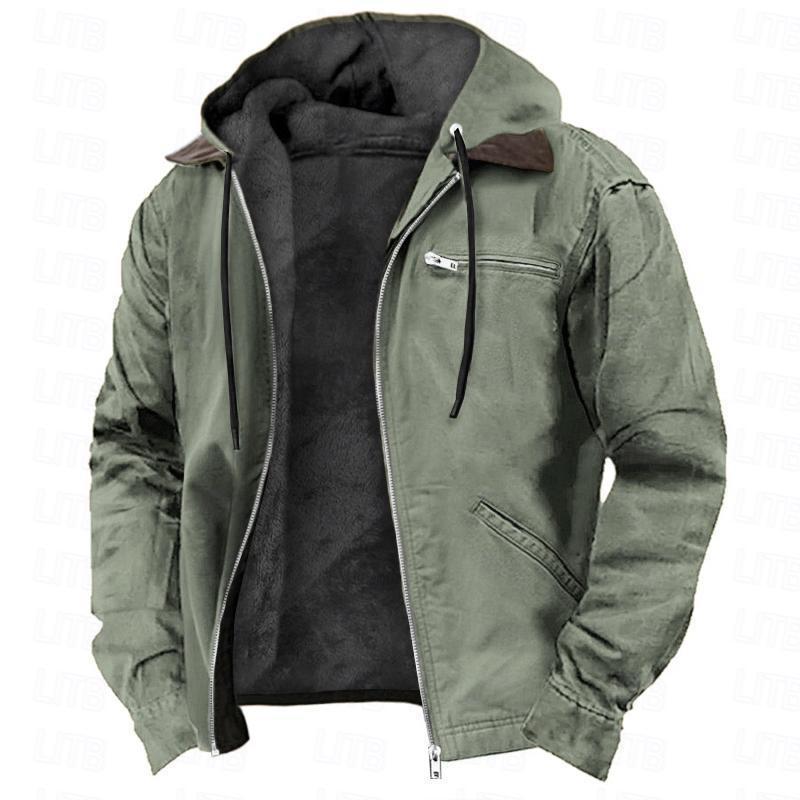 Manteau d'hiver à capuche avec poches, veste polaire chaude zippée, vêtements d'extérieur décontractés pour hommes