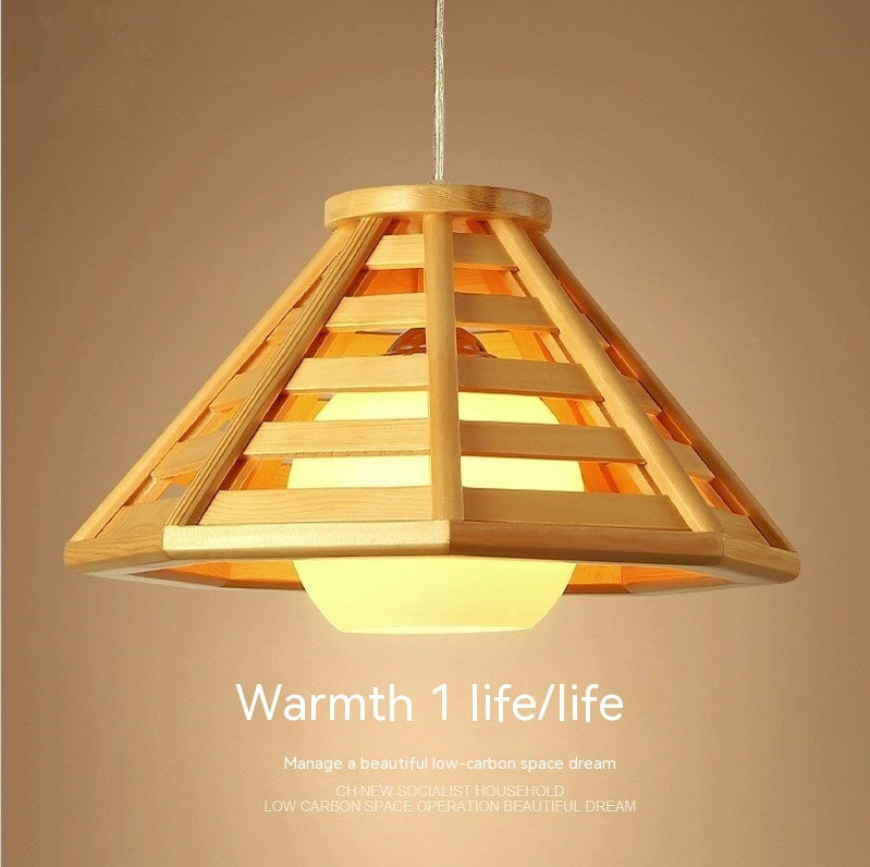 Plafonnier, LED moderne, minimaliste en bambou tissé et bois pour restaurant, bar, hôtel, auberge, balcon - LUXARAH