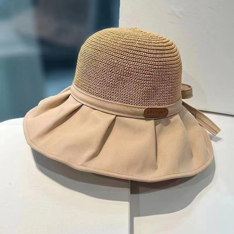 Chapeau de pêcheur en paille à large bord, protection solaire anti-UV et protection du visage, idéal pour l'extérieur