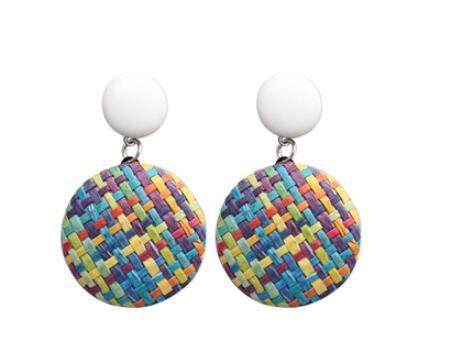 Boucles d'oreilles en raphia et rotin tissé à la main de style vacances - LUXARAH
