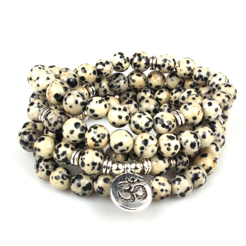 Pallisandro Classico naturel avec 108 perles à pendentif Lotus - LUXARAH