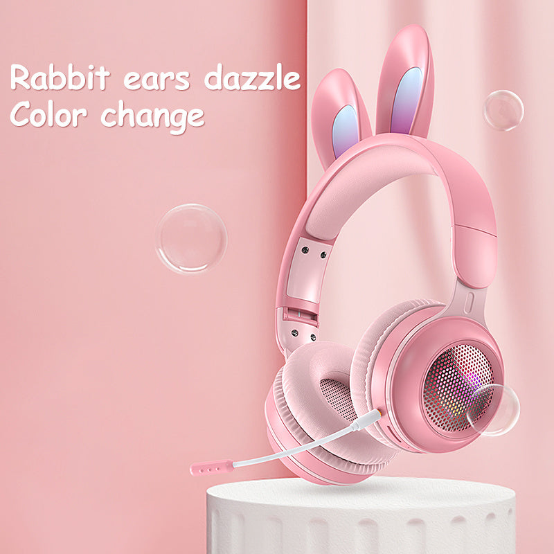 Casque sans fil extensible et lumineux à oreilles de lapin