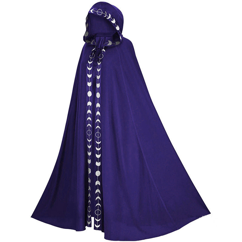 Cloak de Médiéval Fantaisie - Cape à Capuche Imprimée en 5 Couleurs pour Cosplay Halloween et Festivals