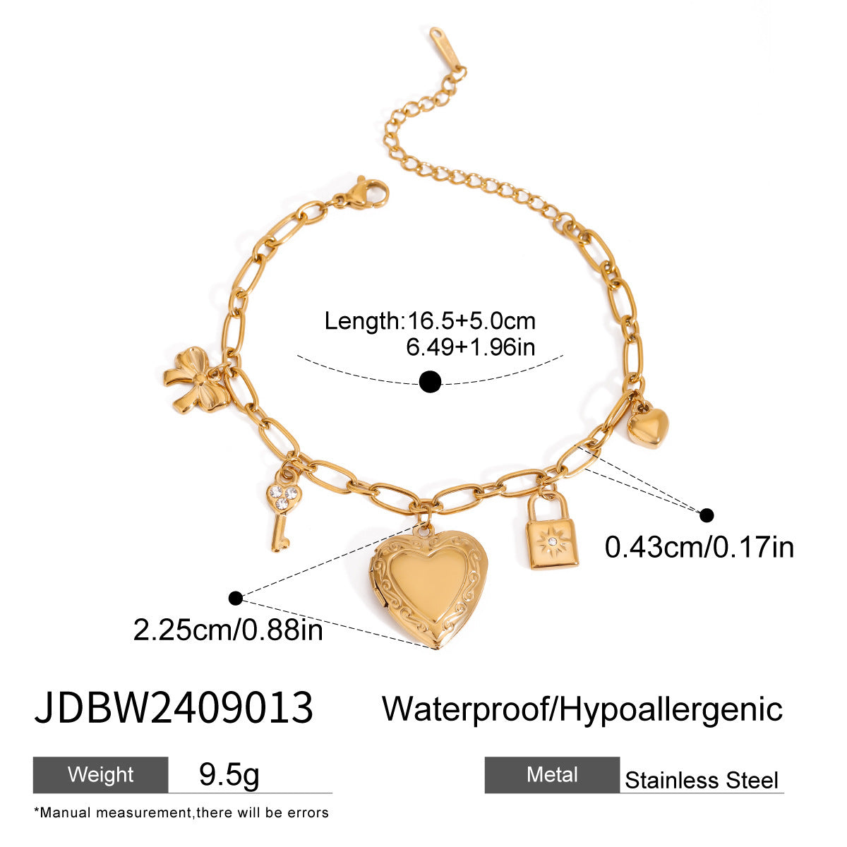 Bracelet chaîne d'amour tendance en acier titane avec perles et nœud