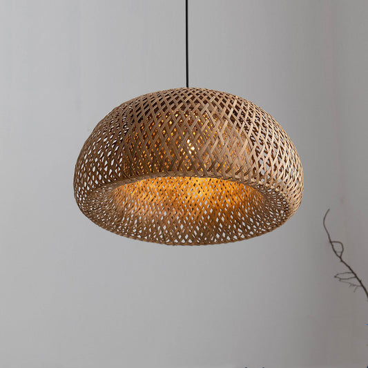 Lustre en rotin et bambou, chambre design chez l'habitant zen - LUXARAH