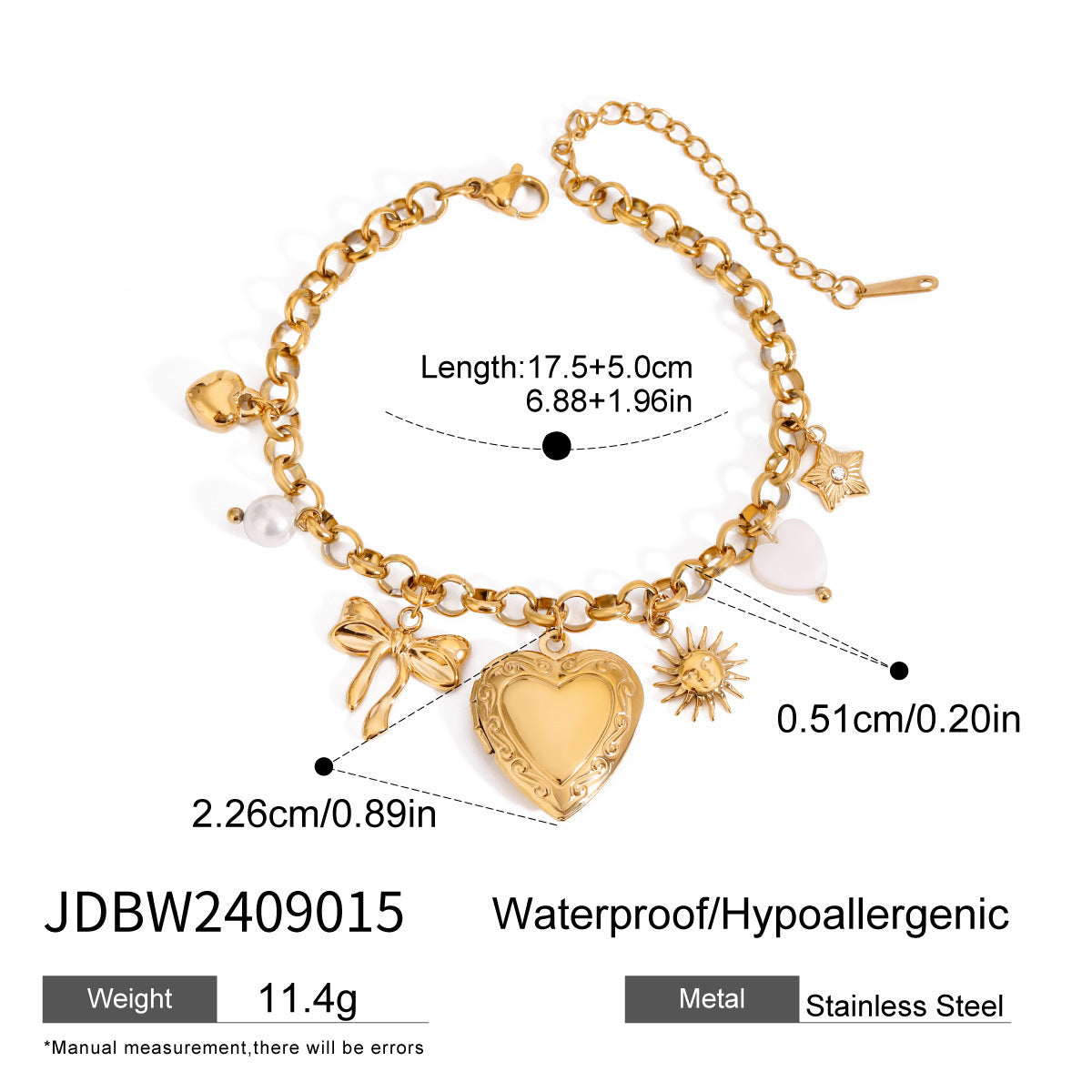 Bracelet chaîne d'amour tendance en acier titane avec perles et nœud