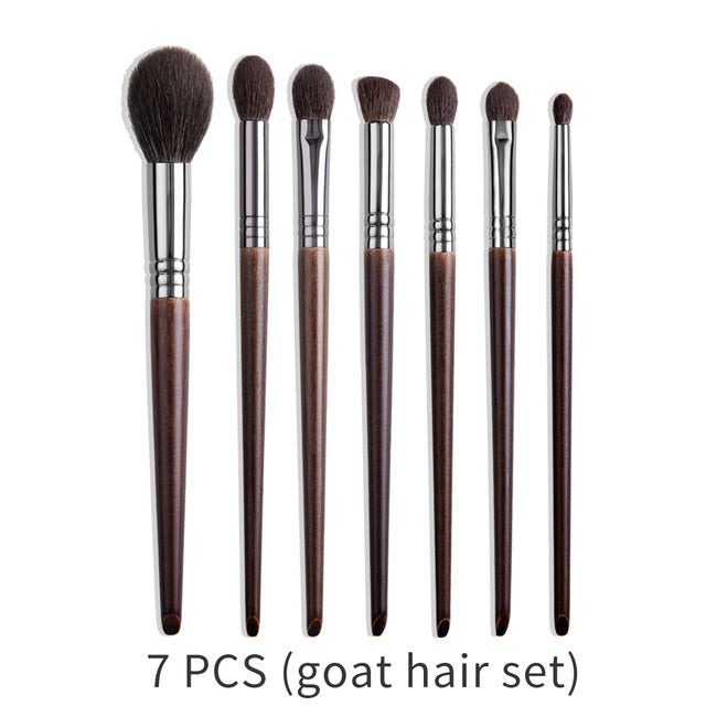 Ensemble de pinceaux de maquillage naturels, pinceau à paupières, chèvre - LUXARAH
