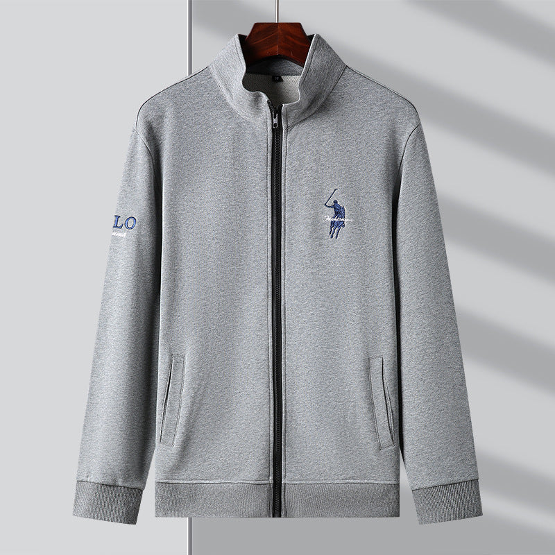 Veste zippée décontractée brodée en coton pour homme