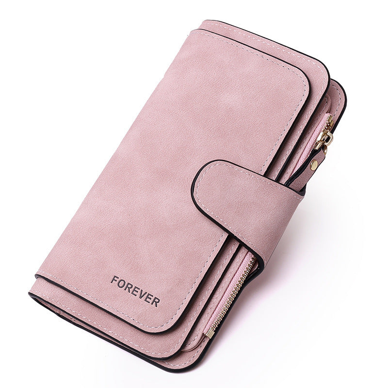 Portefeuille long à trois volets pour femme, nouvelle collection, sac tendance, porte-monnaie multi-cartes, tissu bicolore givré
