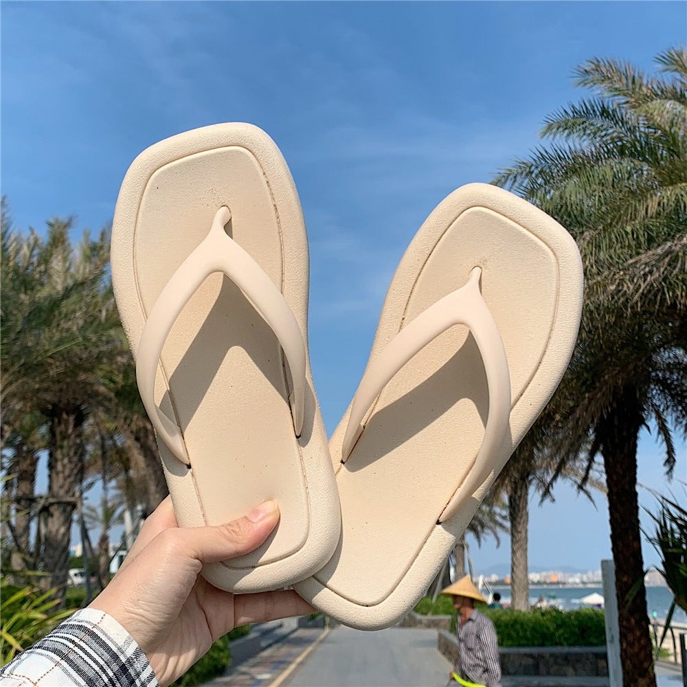Tongs tendance de couleur unie pour femmes, tongs à semelle souple
