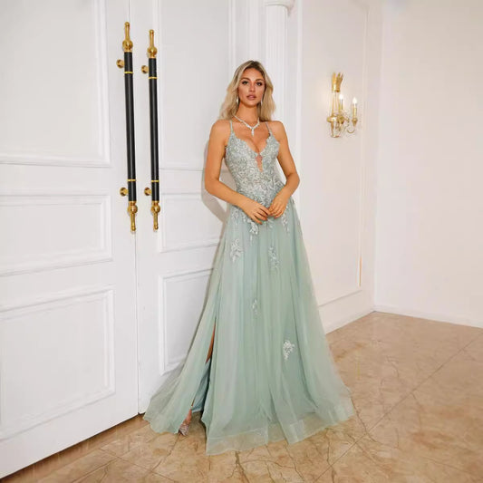 Robe de soirée longue à bretelles - LUXARAH