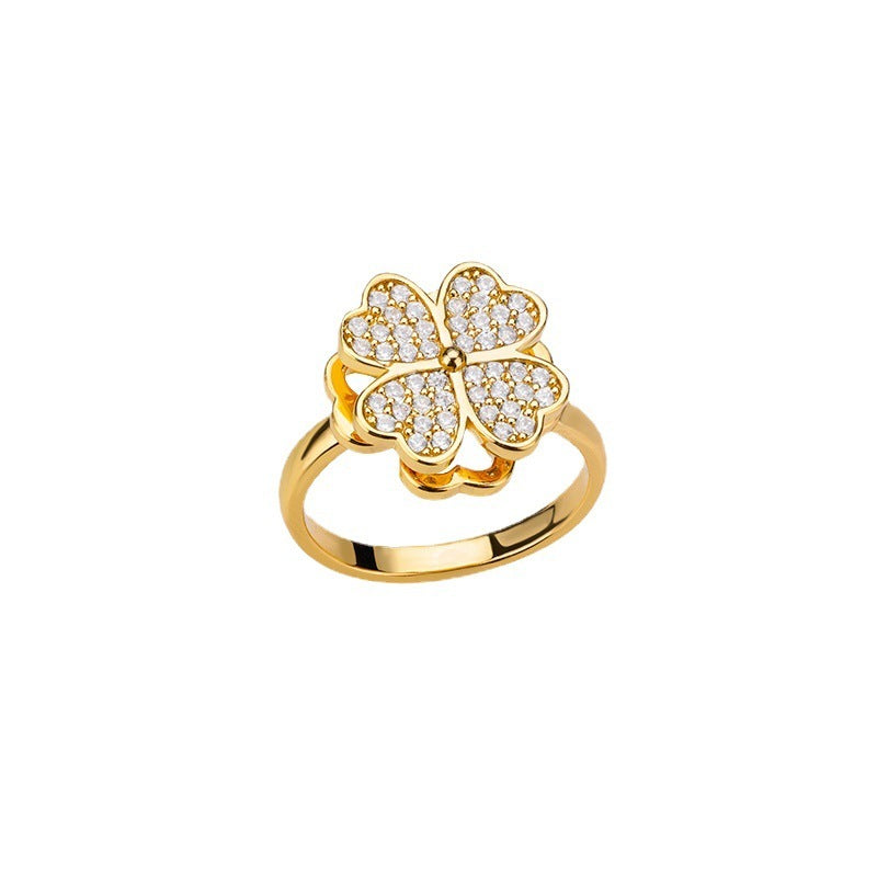Bagues de fleurs rotatives avec strass, bague de décompression anti-anxiété tendance
