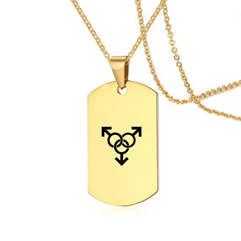 Collier en acier inoxydable avec inscription LGBT, symbole de la fierté gay, lesbienne et transgenre, pour hommes et femmes