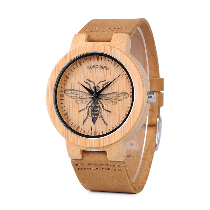 Montre littéraire rétro en bambou