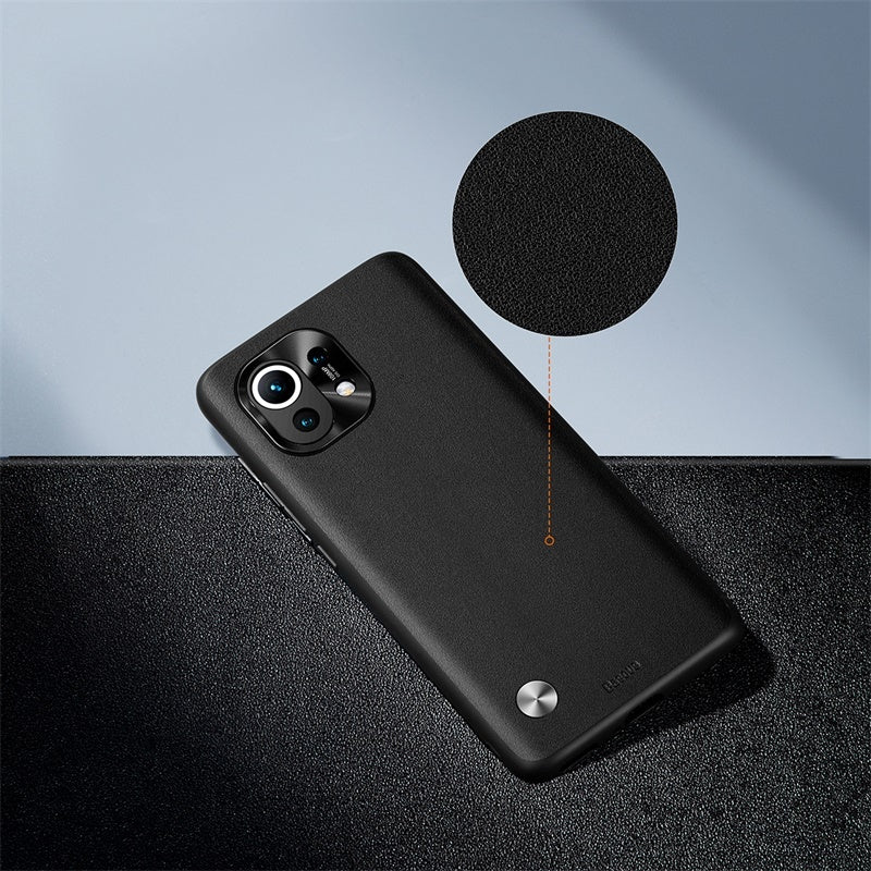 Étui en cuir uni et alliage pour Xiaomi 11