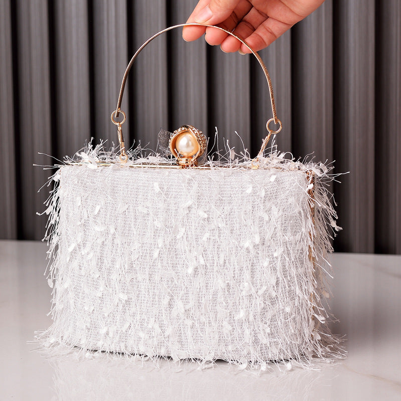 Sacs à main à pompon pour femmes, sac de soirée, sac de soirée, sac carré de luxe, sac à bandoulière pour dames - LUXARAH
