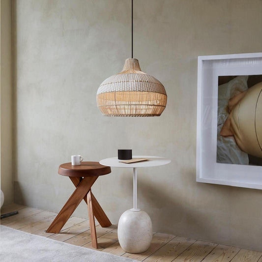 Lustre de salon en rotin style pastoral d'Asie du Sud-Est pour salon de thé - LUXARAH