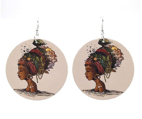 Pendientes de madera, Pendientes estampados, Africanos