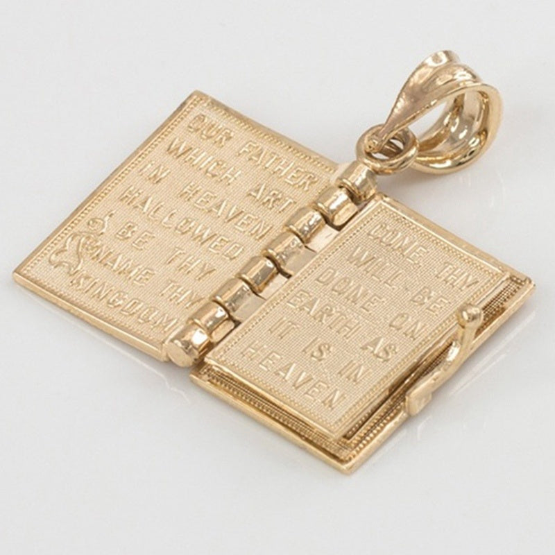Religious necklace with Holy Bible book pendant, Christian jewelry, Judaism, Catholicism, Orthodox