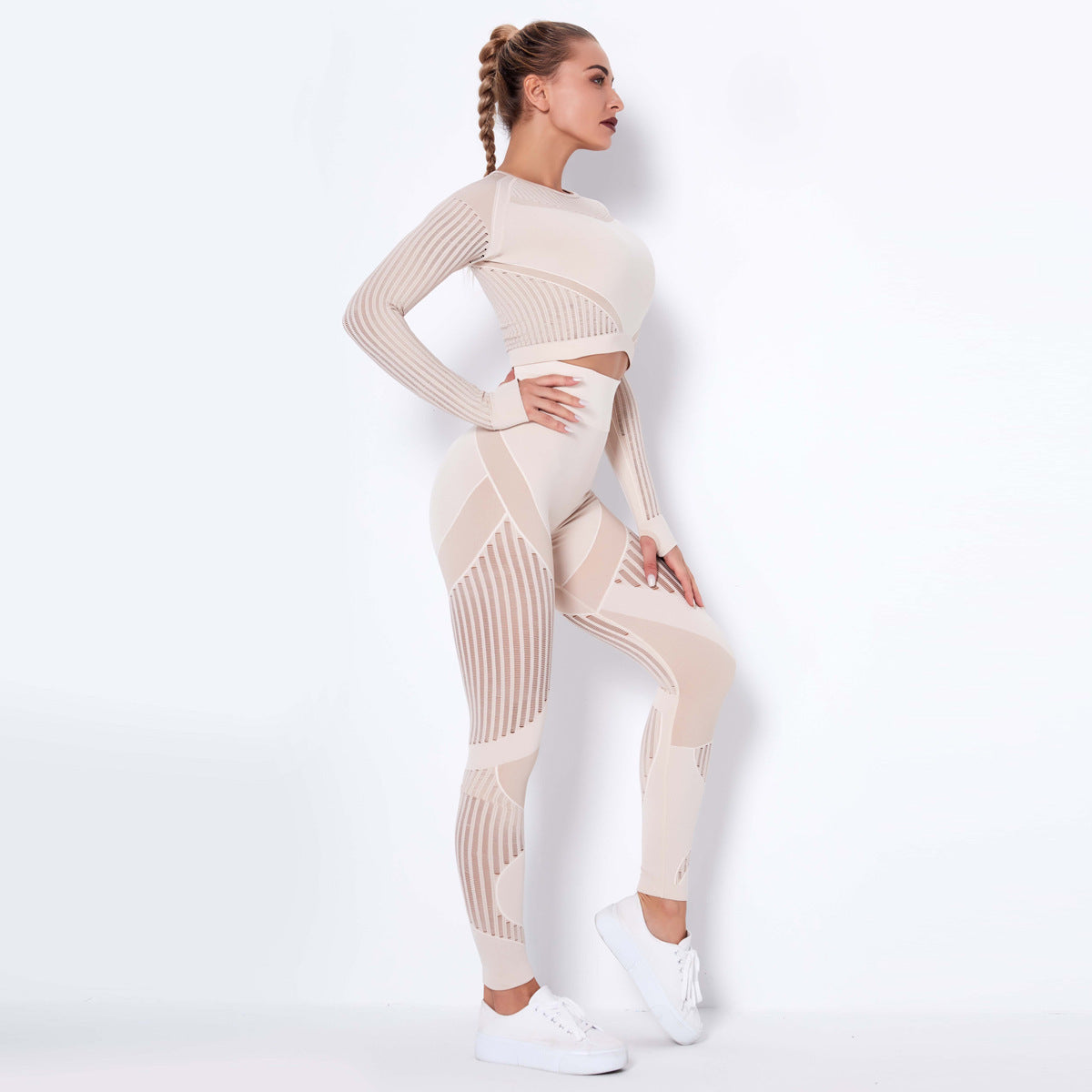 Combinaison de yoga absorbante tricotée sans coutures à manches longues - LUXARAH