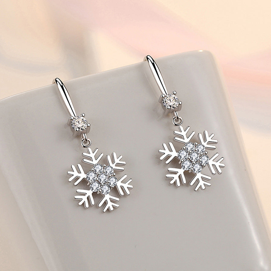 Boucles d'oreilles flocon de neige avec strass, tendance, personnalisées, pour femmes, bijoux de Noël
