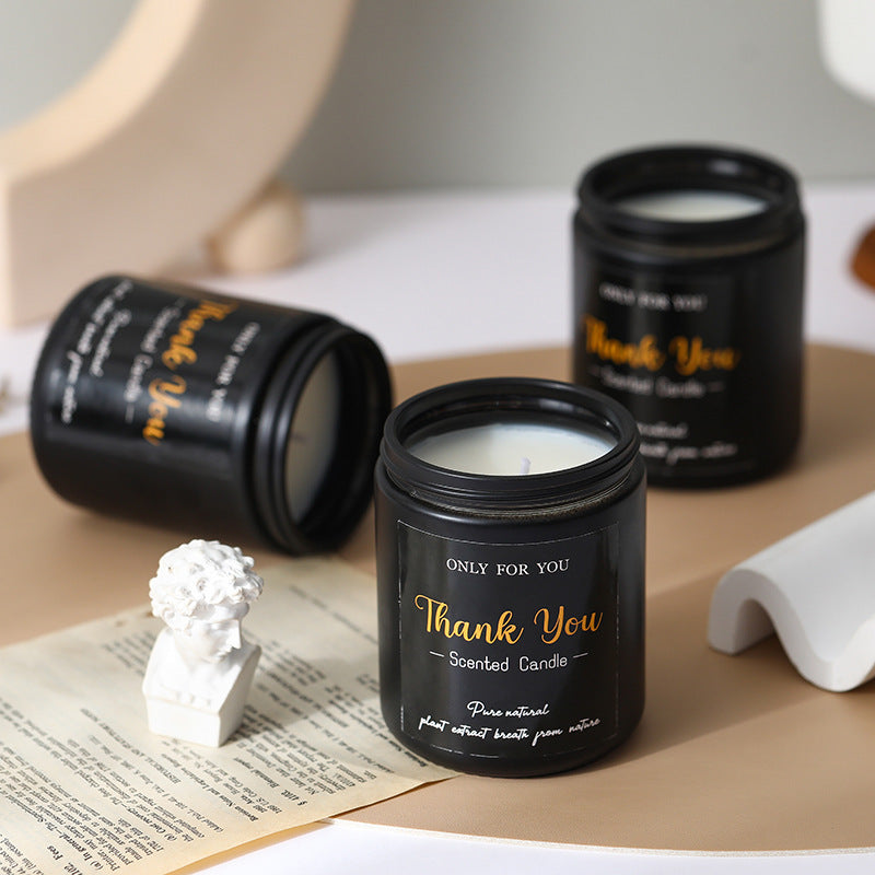 Bougie d'aromathérapie en verre noir et cire de soja