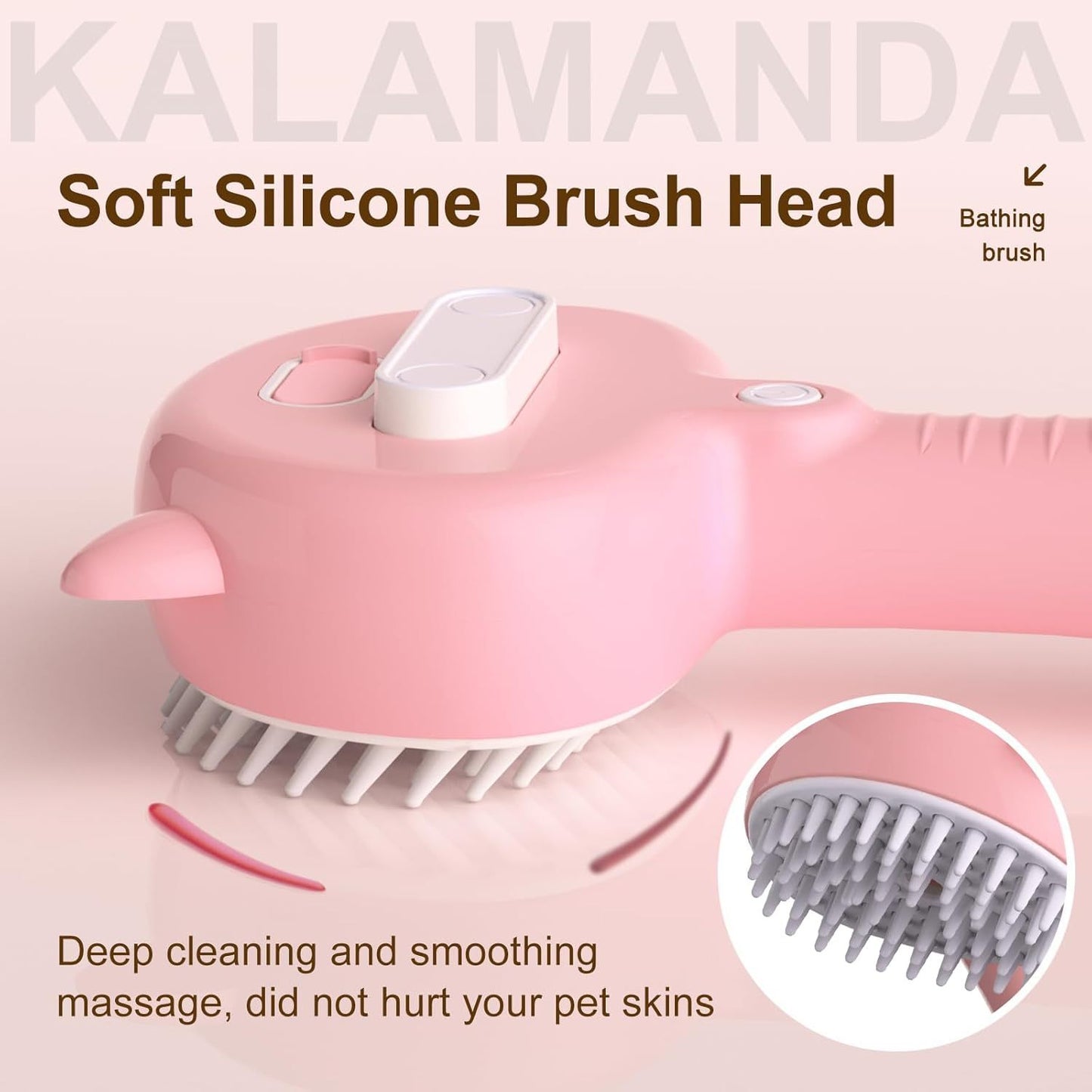 Brosse à vapeur pour chat 4 en 1 avec poignée, brosse brumisateur en caoutchouc pour animaux de compagnie avec bouton de déverrouillage, peigne pour chien avec nettoyant pour chatons d'intérieur et petits animaux - LUXARAH