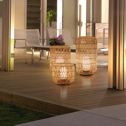 Lampadaire imperméable en rotin pour balcon et jardin de Villa - LUXARAH