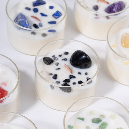 Bougie d'aromathérapie créative en cire de soja et pierre de cristal naturel