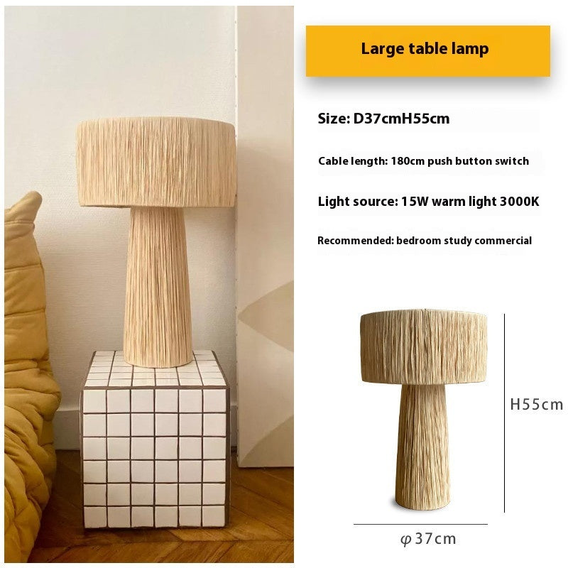 Lampe de chevet rétro en rotin tissé à la main pour chambre à coucher - LUXARAH