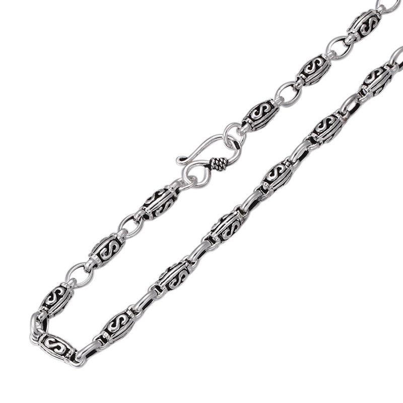 Collares de plata tailandeses vintage para hombre y mujer, con el clásico y popular patrón de letra S.
