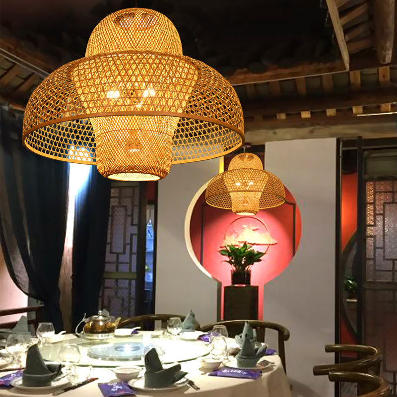 Lustre de style chinois en bambou