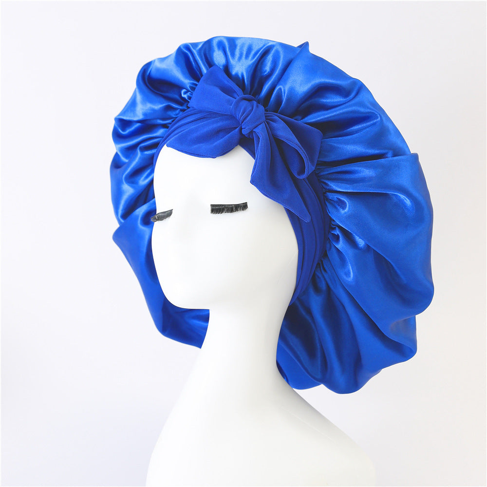 Bonnet en soie pour dormir, bonnet en satin, bonnet de nuit, écharpe pour cheveux bouclés avec lien à nouer