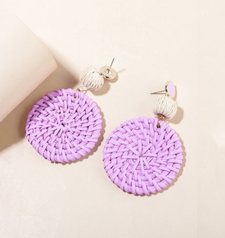 Boucles d'oreilles en rotin rouge pour femme, style vacances, printemps et été - LUXARAH
