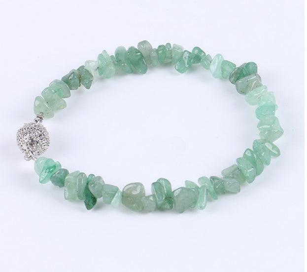 Bracelet en gravier naturel pour femme, aimanté, boucle boule en zircon, énergie irrégulière, pierre semi-précieuse - LUXARAH