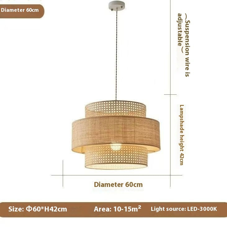 Lustre de bar de style japonais en rotin style lanterne tempête Luji vintage