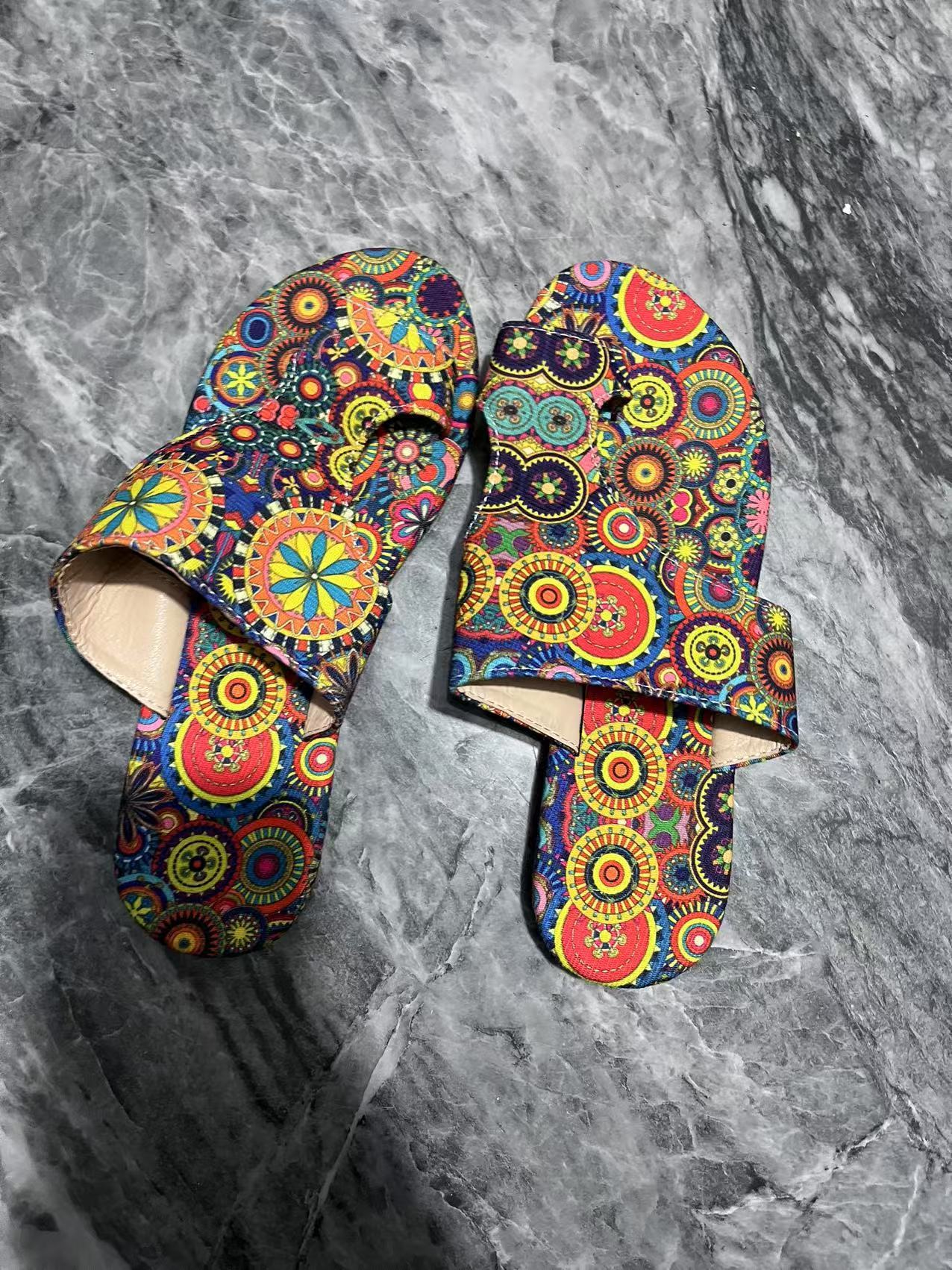 Chaussons style ethnique grande taille pour femmes, style romain