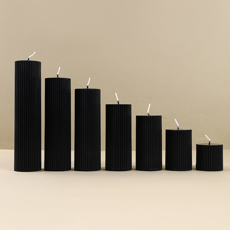Bougies d'aromathérapie cylindriques noires au soja