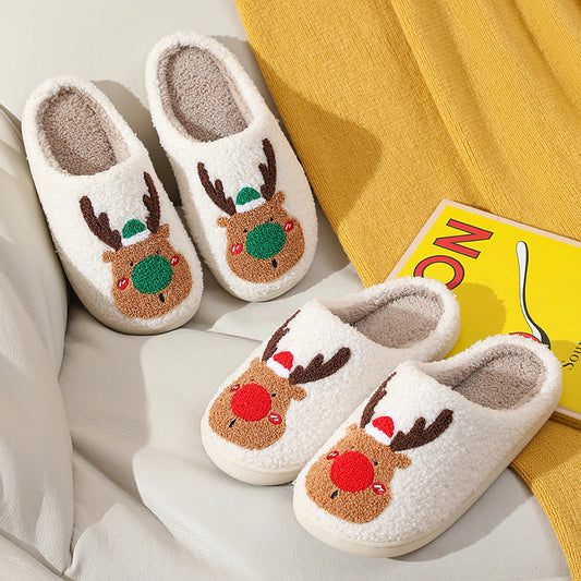 Chaussures de Noël, pantoufles d'hiver pour la maison, pantoufles de chambre douces et confortables, chaussures de maison à enfiler - LUXARAH