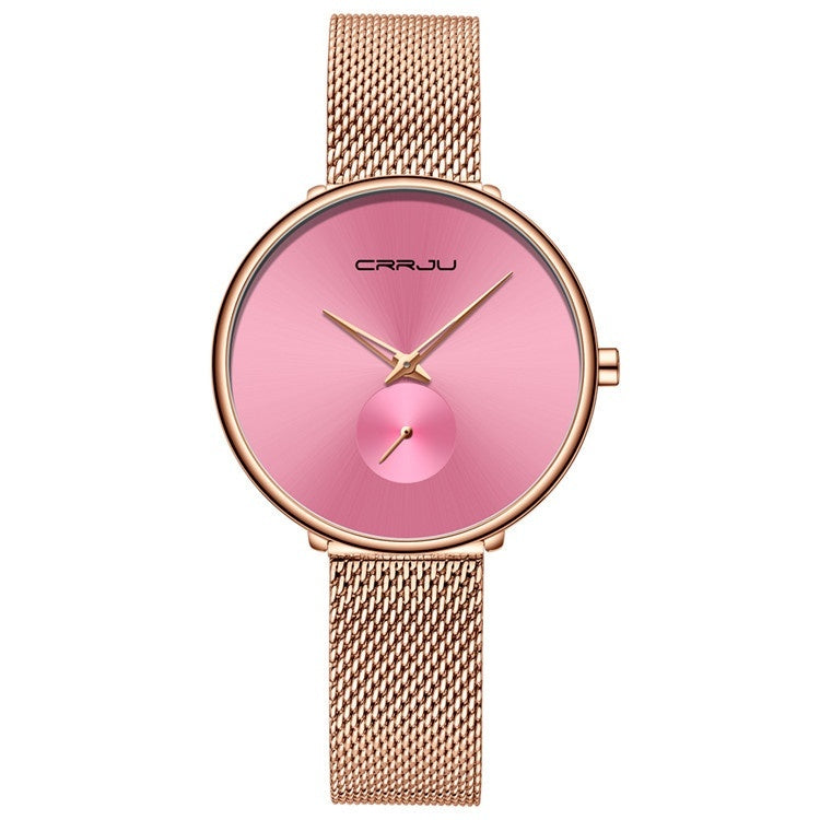 Montre simple pour femme avec bracelet en acier inoxydable et bracelet en maille - LUXARAH