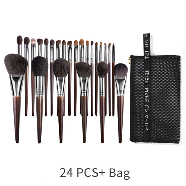 Ensemble de pinceaux de maquillage naturels, pinceau à paupières, chèvre - LUXARAH