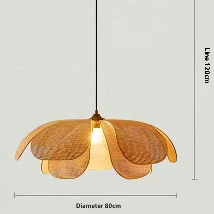 Lustre créatif fait main en pétales de rotin - LUXARAH