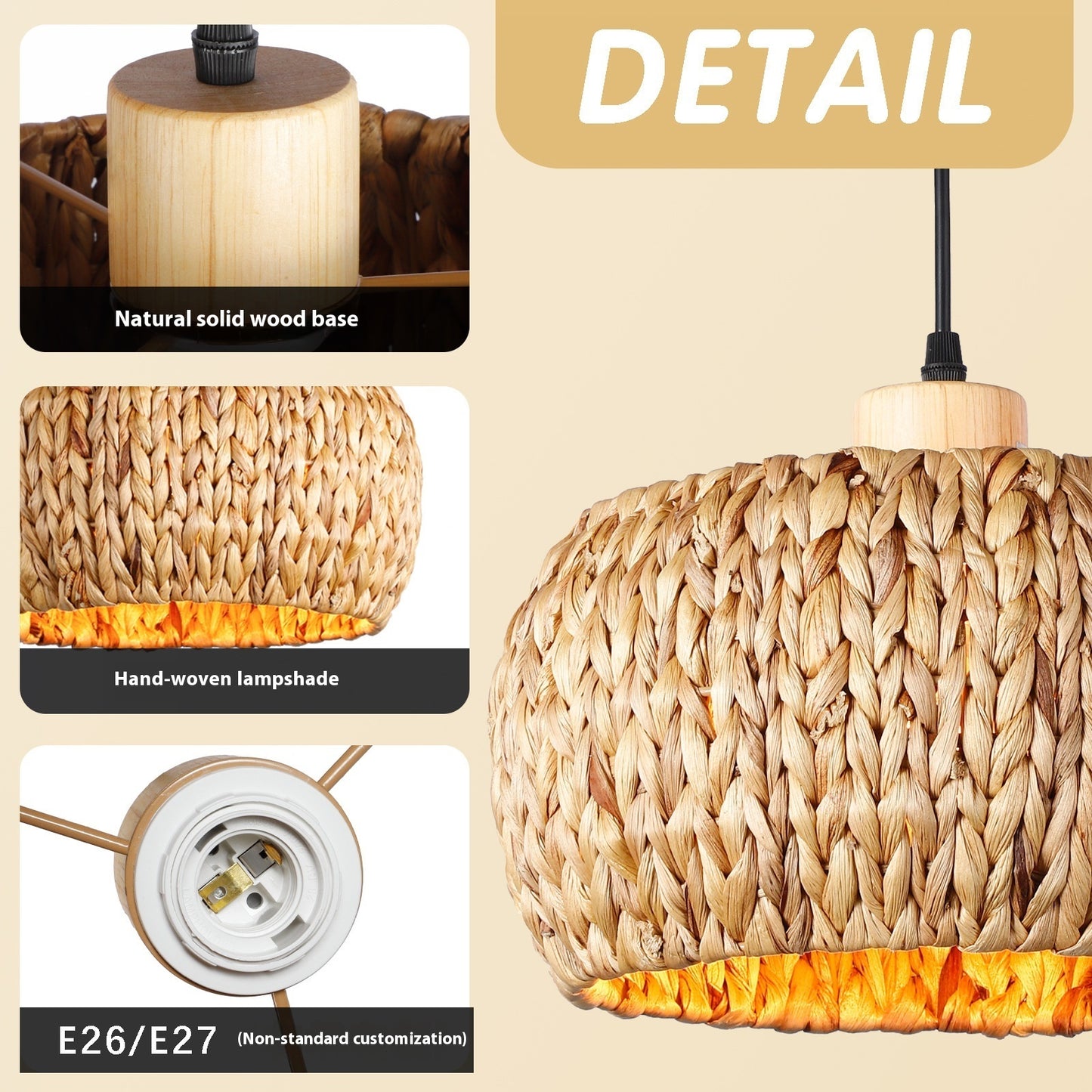 Lustre en rotin et bambou tressé